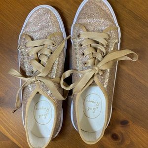 Jack Rogers Women's Gold Multi Color Glitter Wedding Sneakers Sparkle 7M Bride